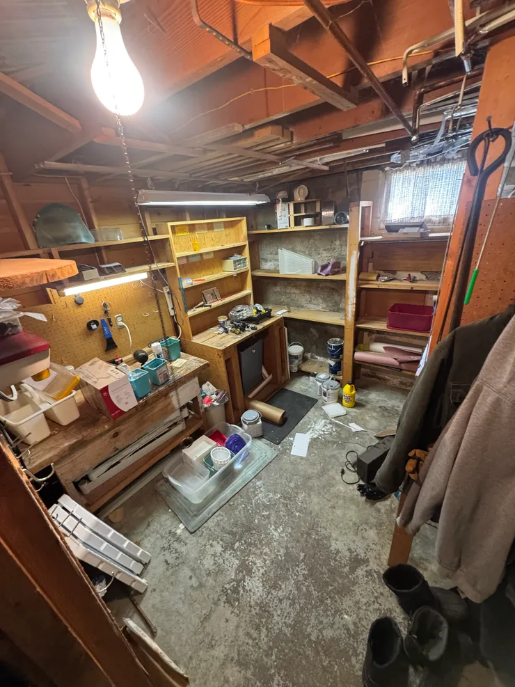 Basement cleanout area before removal